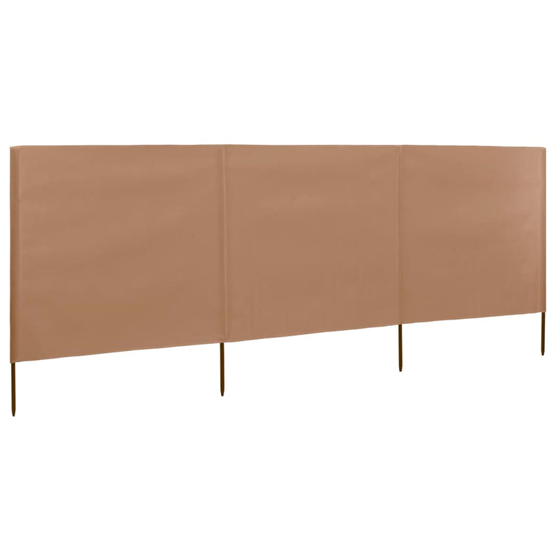 vidaXL 3 paneles tópszínű szövet szélfogó 400 x 80 cm