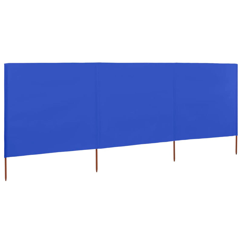vidaXL 3 paneles azúrkék szövet szélfogó 400 x 80 cm