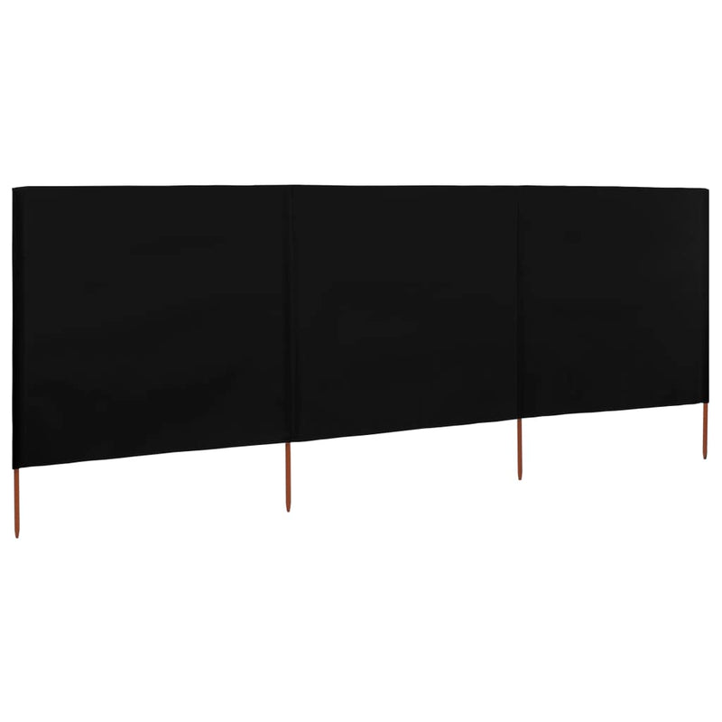 vidaXL fekete szövet 3-paneles szélfogó 400 x 160 cm