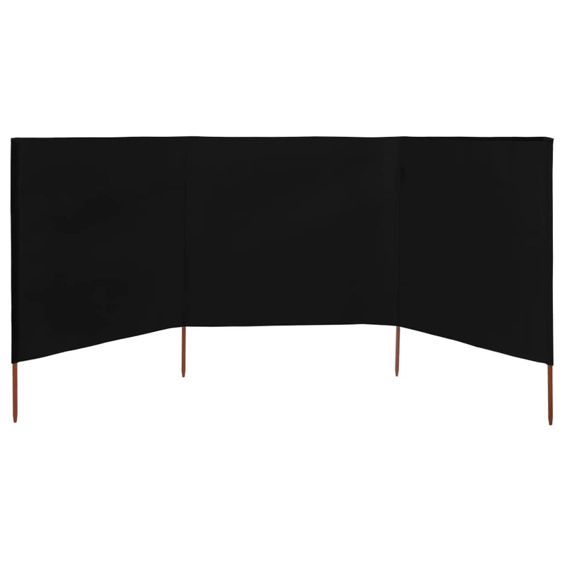 vidaXL fekete szövet 3-paneles szélfogó 400 x 160 cm