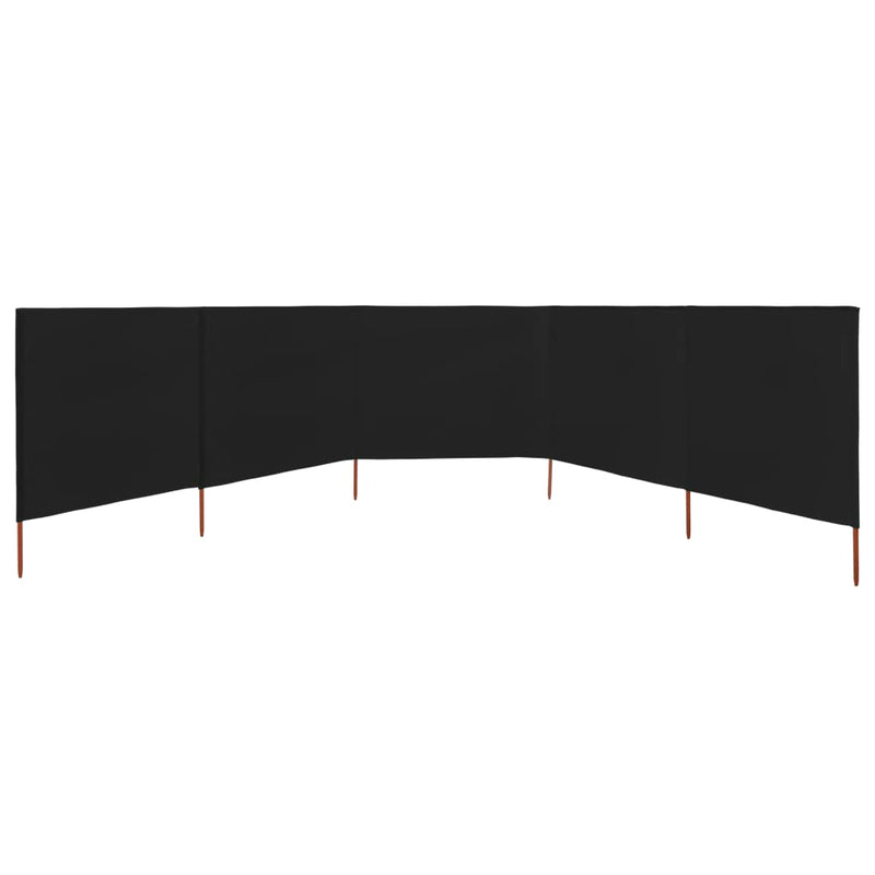 vidaXL fekete szövet 5-paneles szélfogó 600 x 80 cm