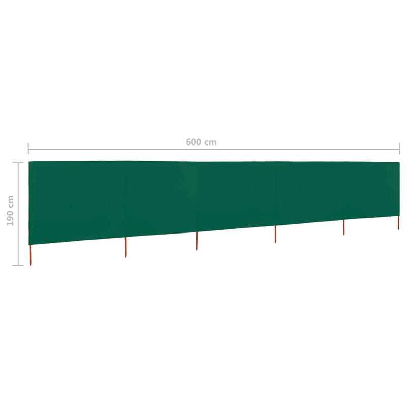 vidaXL zöld 5-paneles szövet szélfogó 600 x 160 cm