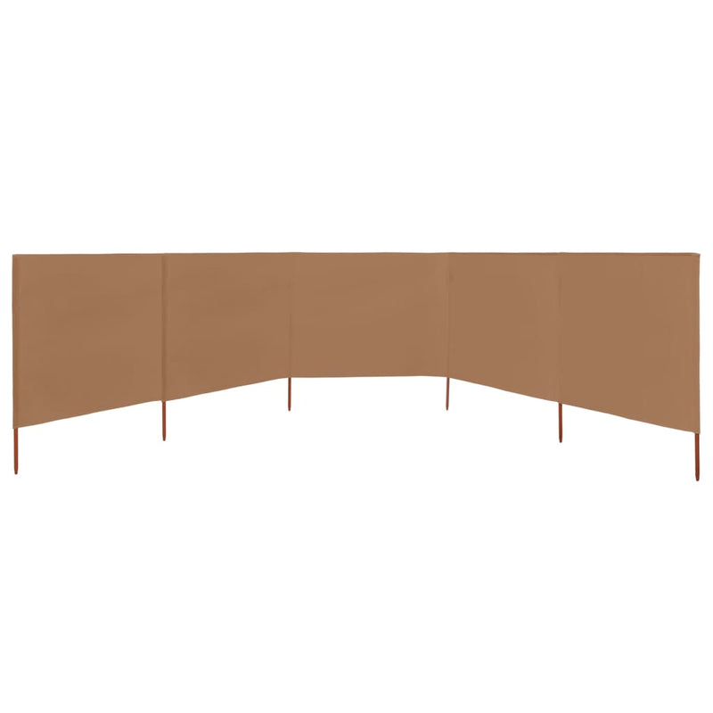 vidaXL tópszínű 5-paneles szövet szélfogó 600 x 160 cm