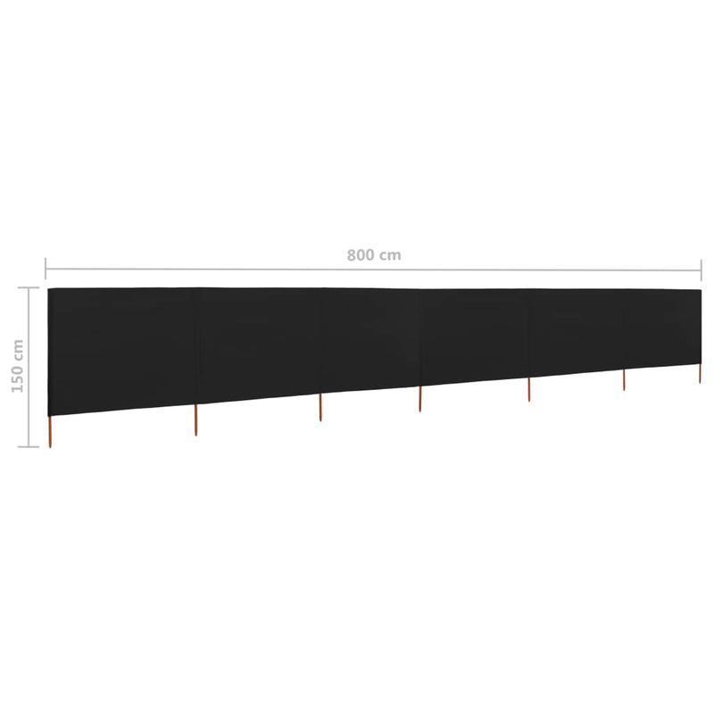 vidaXL fekete szövet 6-paneles szélfogó 800 x 120 cm