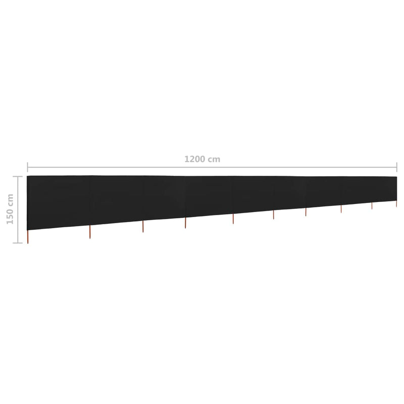 vidaXL fekete 9 paneles szövet szélfogó 1200 x 120 cm