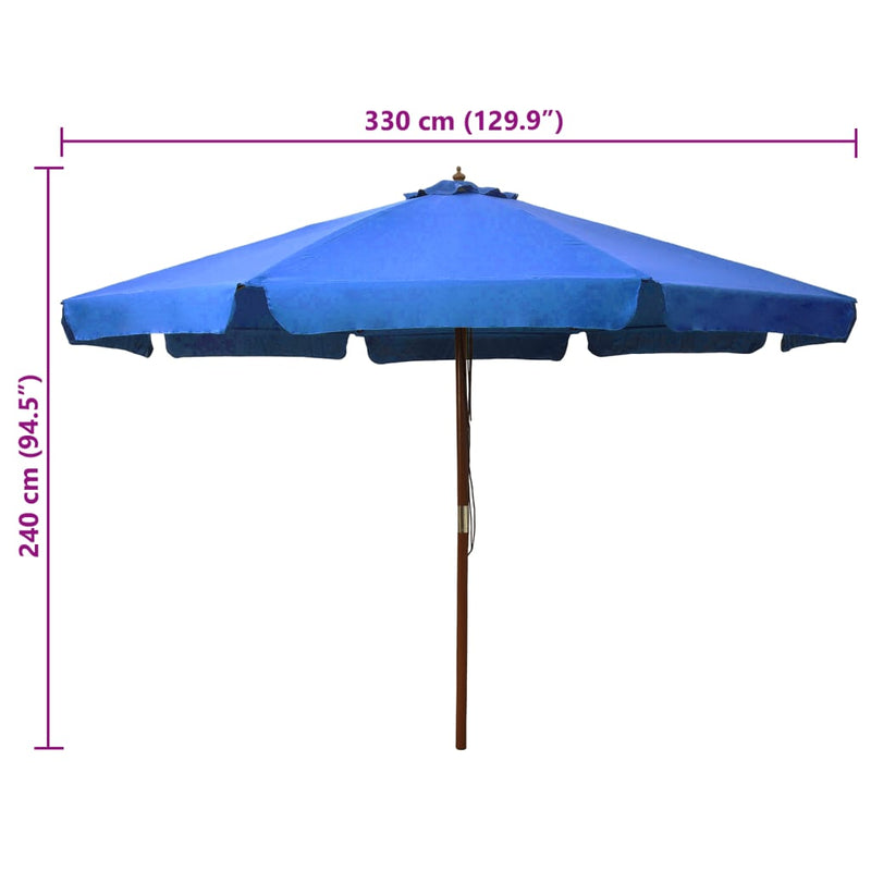vidaXL azúrkék kültéri napernyő farúddal 330 cm