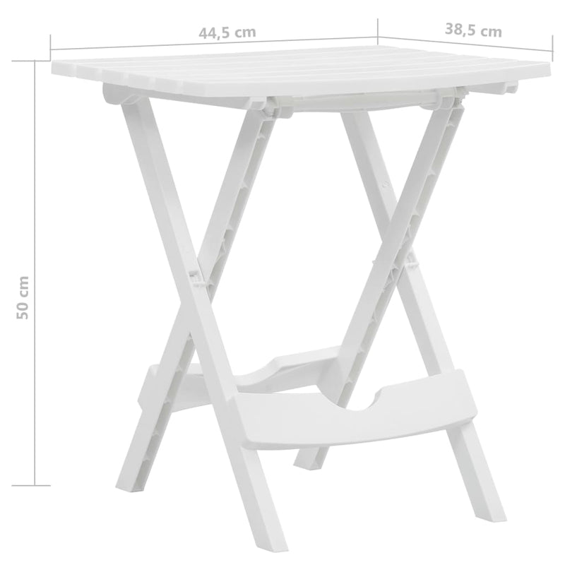 vidaXL fehér összecsukható kerti asztal 45,5 x 38,5 x 50 cm