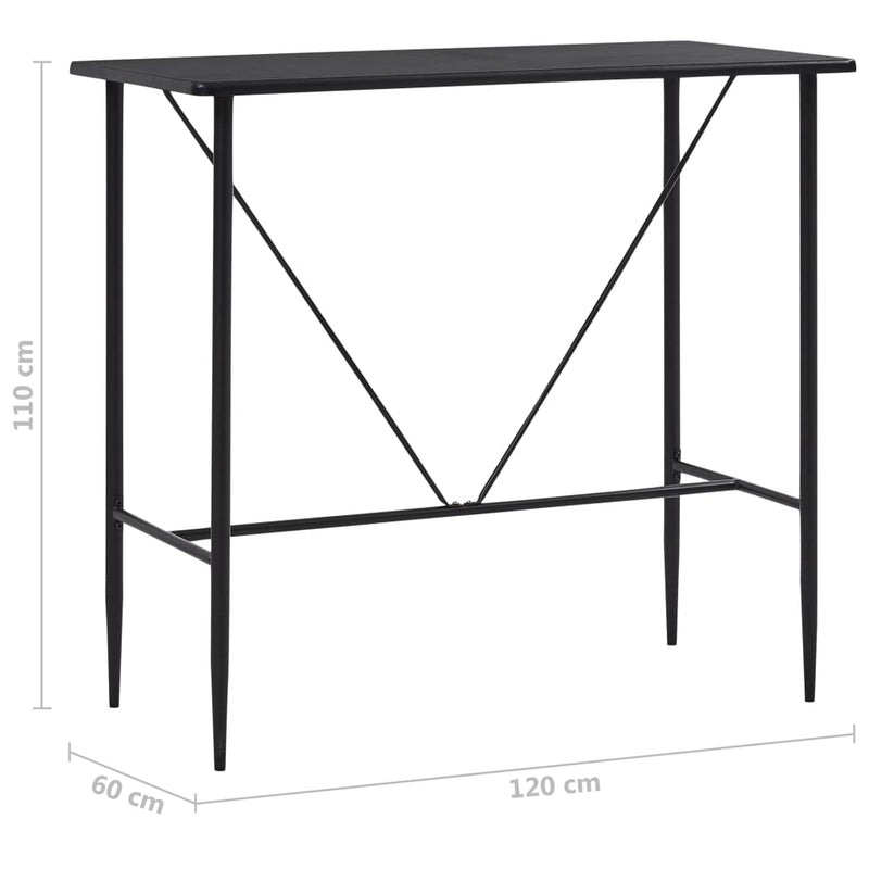 vidaXL fekete MDF bárasztal 120 x 60 x 110 cm