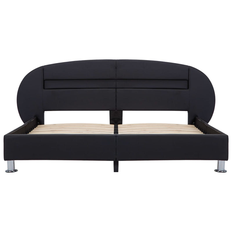 vidaXL fekete műbőr ágykeret LED csíkkal 180 x 200 cm