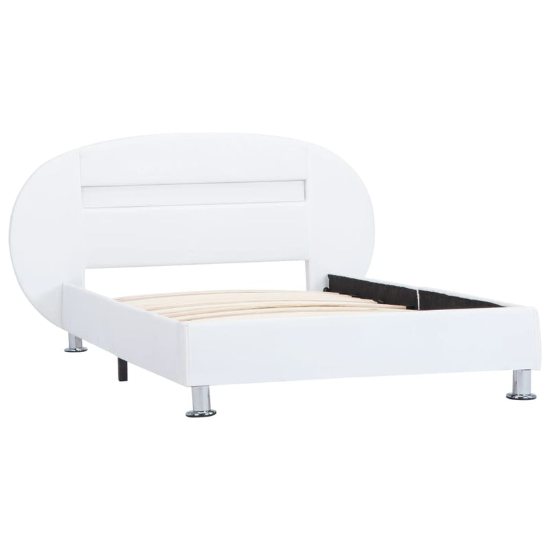 vidaXL fehér műbőr ágykeret LED csíkkal 100 x 200 cm