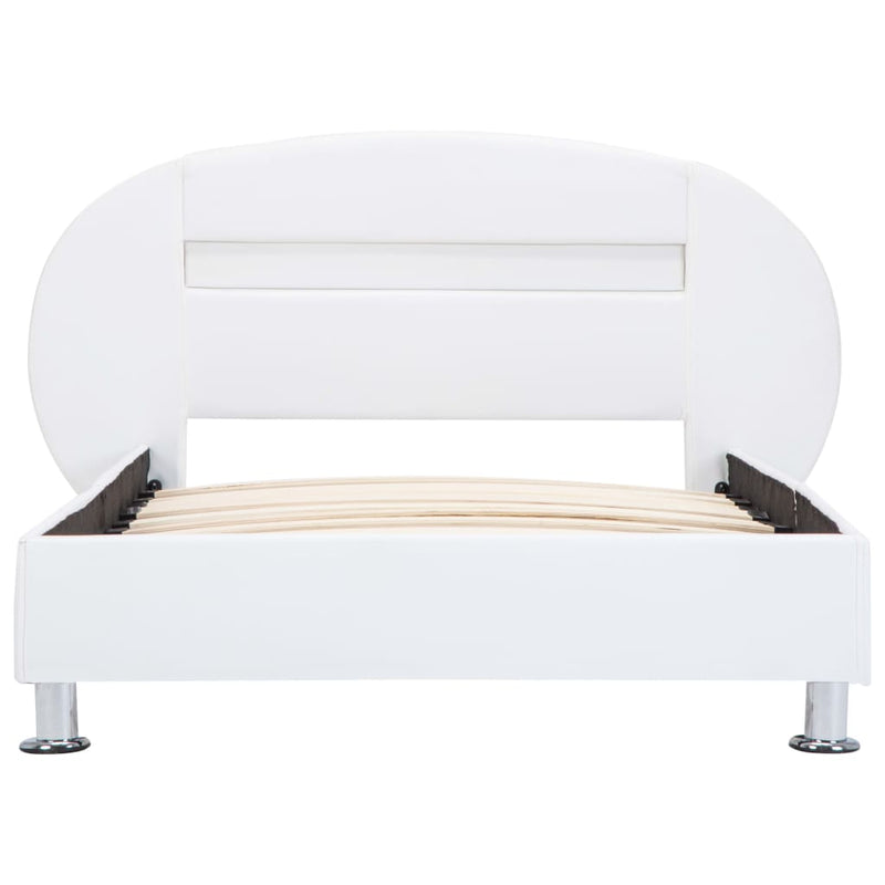 vidaXL fehér műbőr ágykeret LED csíkkal 100 x 200 cm