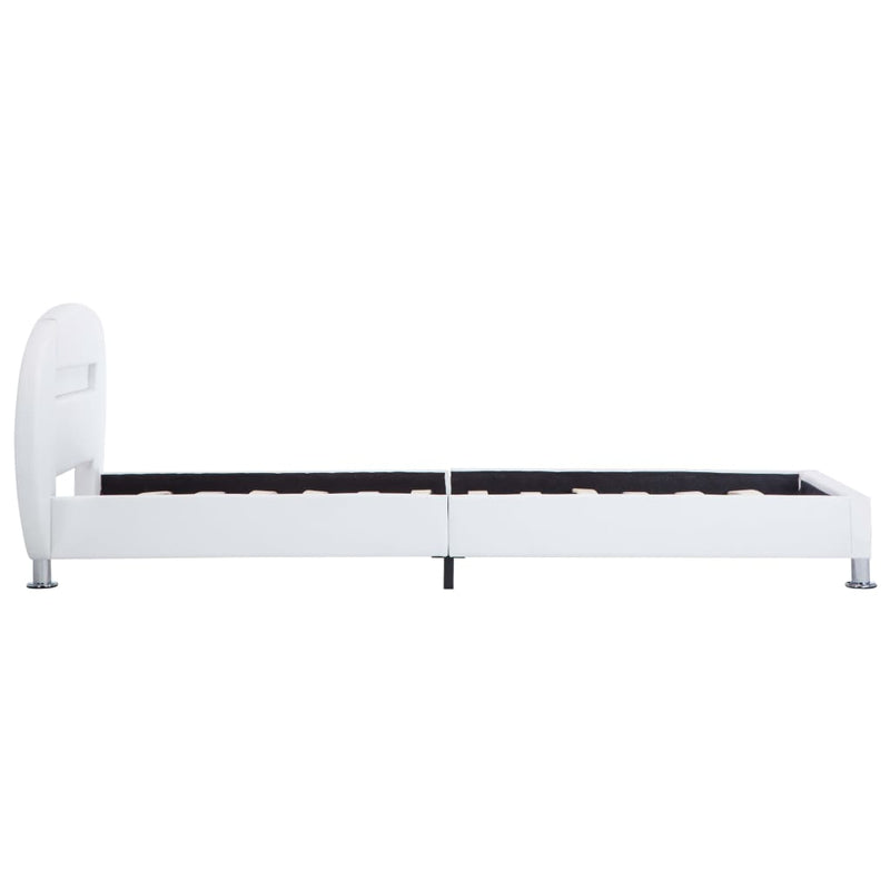 vidaXL fehér műbőr ágykeret LED csíkkal 100 x 200 cm