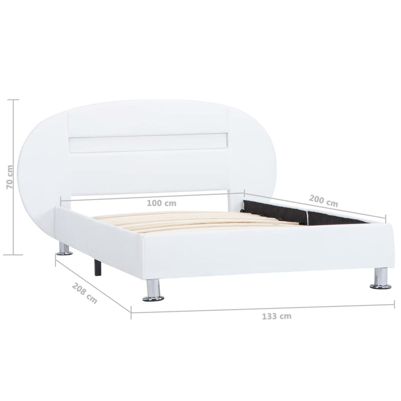 vidaXL fehér műbőr ágykeret LED csíkkal 100 x 200 cm