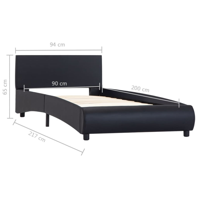 vidaXL fekete LED-es műbőr ágykeret 90 x 200 cm