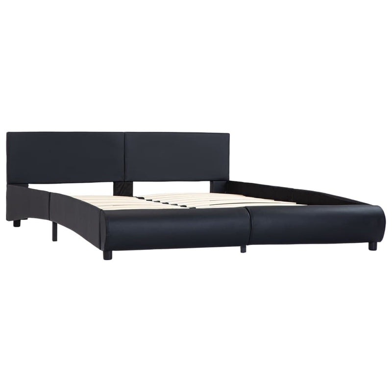 vidaXL fekete műbőr ágykeret LED csíkkal 180 x 200 cm