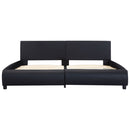 vidaXL fekete műbőr ágykeret LED csíkkal 180 x 200 cm