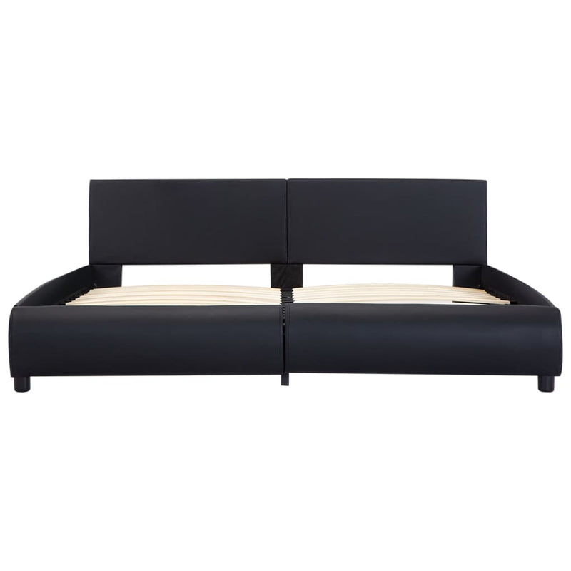 vidaXL fekete műbőr ágykeret LED csíkkal 180 x 200 cm