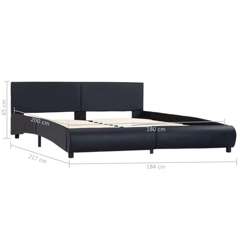 vidaXL fekete műbőr ágykeret LED csíkkal 180 x 200 cm
