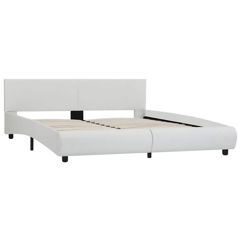 vidaXL fehér LED-es műbőr ágykeret 180 x 200 cm