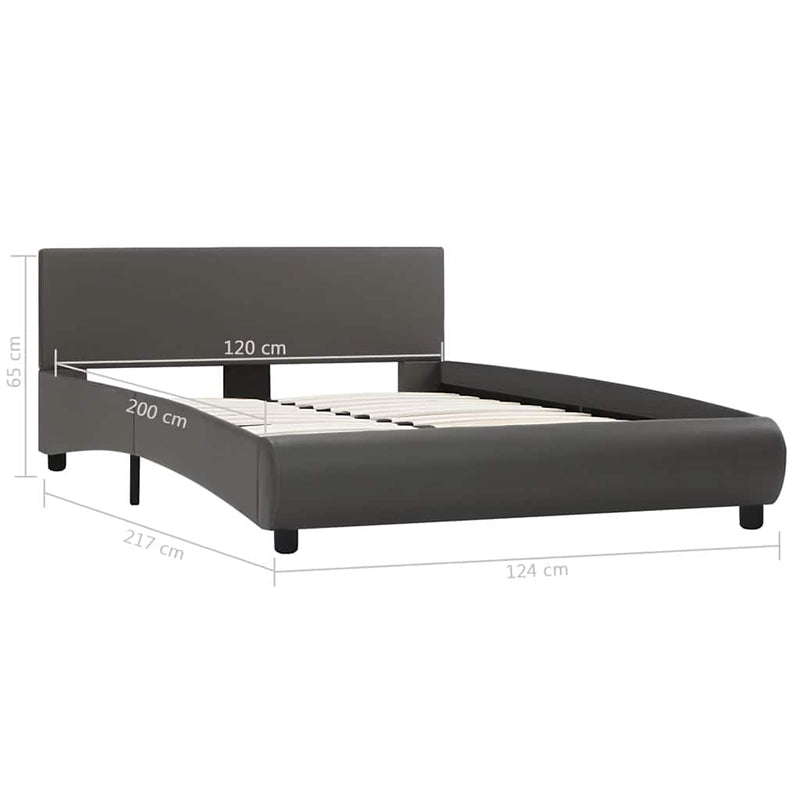 vidaXL szürke LED-es műbőr ágykeret 120 x 200 cm