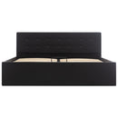 vidaXL fekete műbőr ágykeret hidraulikus tárolóval 160 x 200 cm