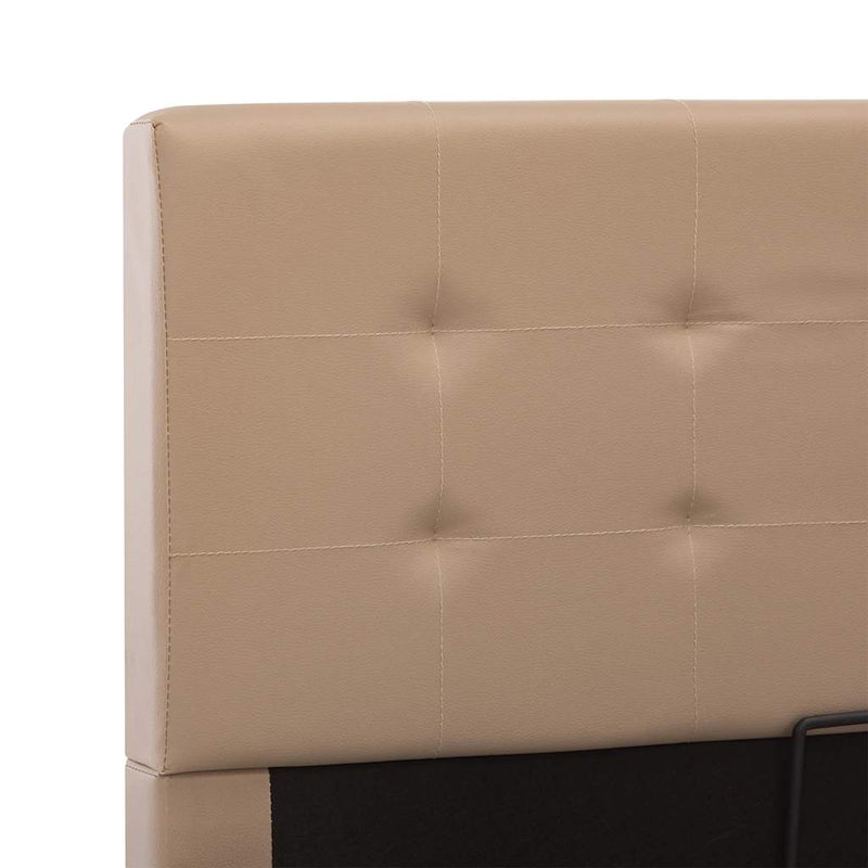 vidaXL kávészínű műbőr hidraulikus ágykeret ágyneműtartóval 120x200 cm