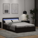 vidaXL fekete műbőr LED-es hidraulikus ágykeret 140 x 200 cm