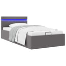 vidaXL szürke műbőr LED-es hidraulikus ágykeret 90 x 200 cm