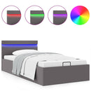 vidaXL szürke műbőr LED-es hidraulikus ágykeret 100 x 200 cm