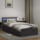 vidaXL szürke műbőr LED-es hidraulikus ágykeret 100 x 200 cm