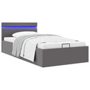 vidaXL szürke műbőr LED-es hidraulikus ágykeret 100 x 200 cm