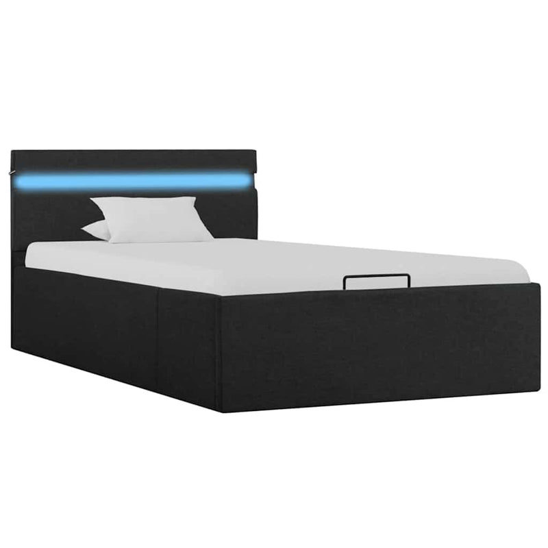 vidaXL sötétszürke LED-es szövetágy hidraulikus tárolóval 100 x 200 cm