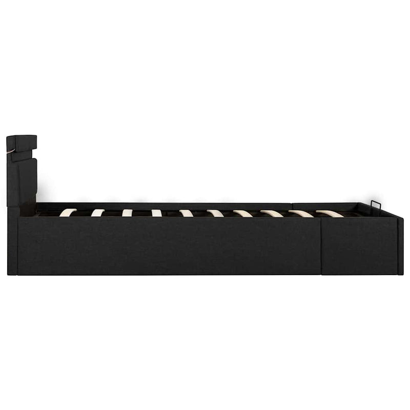 vidaXL sötétszürke LED-es szövetágy hidraulikus tárolóval 100 x 200 cm