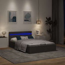 vidaXL sötétszürke LED-es szövetágy hidraulikus tárolóval 140 x 200 cm