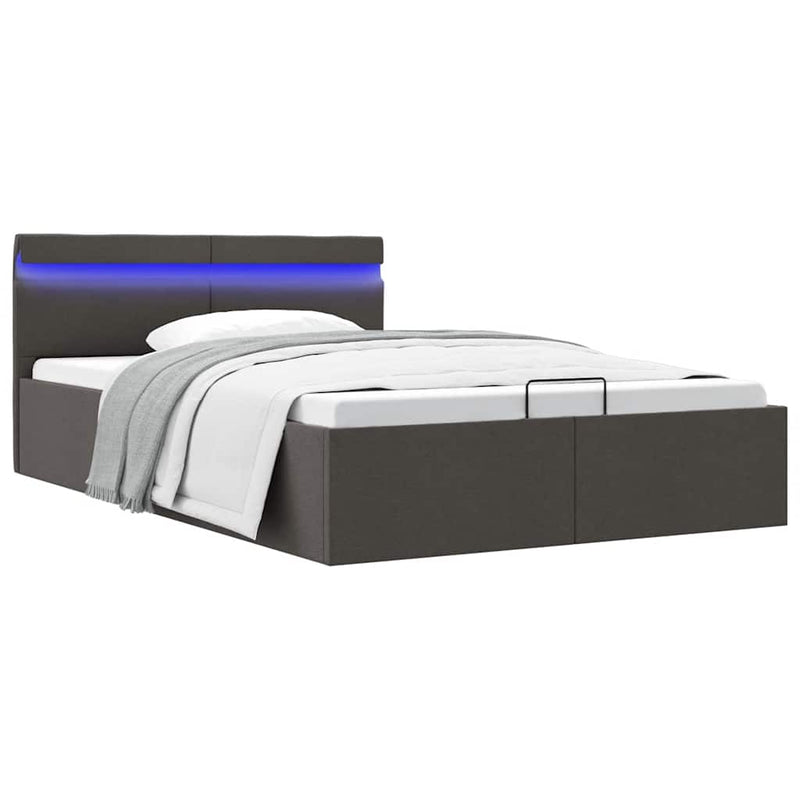vidaXL sötétszürke LED-es szövetágy hidraulikus tárolóval 140 x 200 cm