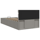 vidaXL világosszürke szövet LED-es ágy hidraulikus tárolóval 90x200 cm