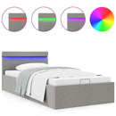 vidaXL világosszürke szövet LED-es ágy hidraulikus tárolóval 100x200cm