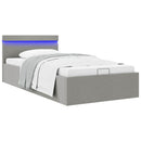 vidaXL világosszürke szövet LED-es ágy hidraulikus tárolóval 100x200cm