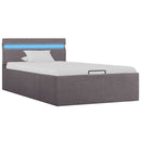 vidaXL tópszínű szövet LED-es ágykeret hidraulikus tárolóval 90x200 cm