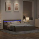 vidaXL tópszínű szövet LED-es ágykeret hidraulikus tárolóval 160x200cm