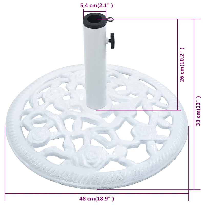 vidaXL fehér öntöttvas napernyőtalp 12 kg 48 cm