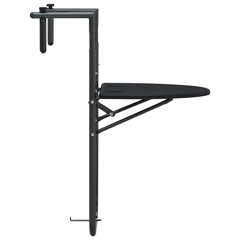 vidaXL fekete rattan hatású műanyag függő erkélyasztal 60x64x83,5 cm