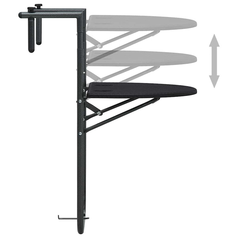 vidaXL fekete rattan hatású műanyag függő erkélyasztal 60x64x83,5 cm