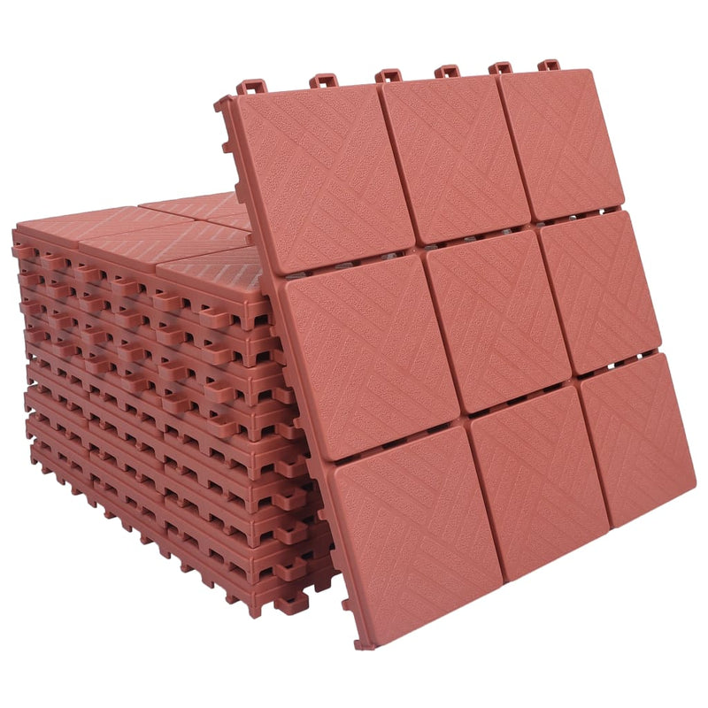 vidaXL 10 db piros műanyag padlólap 30,5 x 30,5 cm