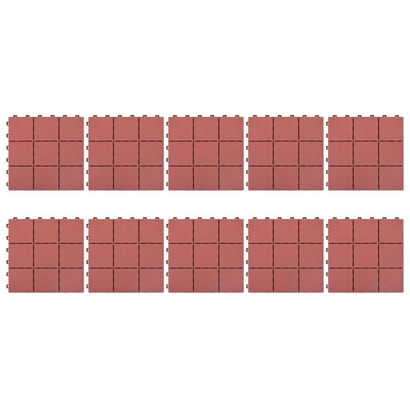 vidaXL 10 db piros műanyag padlólap 30,5 x 30,5 cm