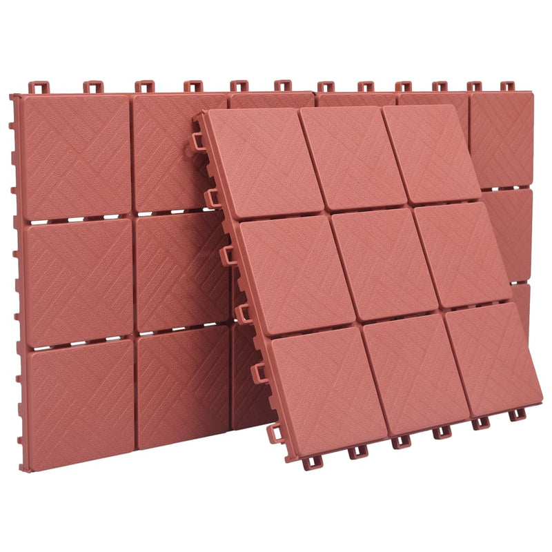 vidaXL 10 db piros műanyag padlólap 30,5 x 30,5 cm
