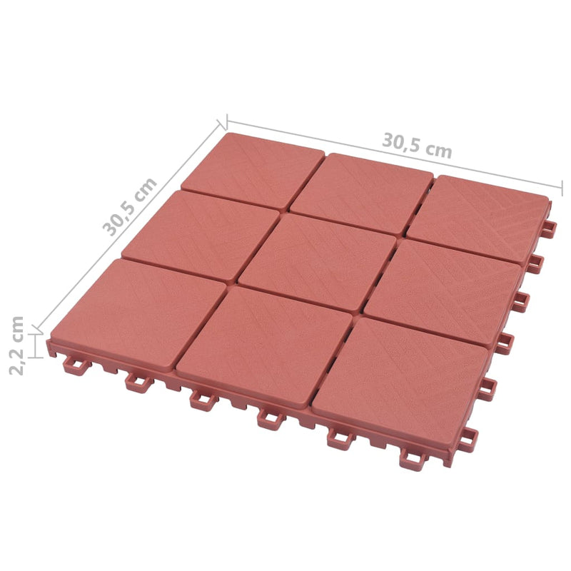 vidaXL 10 db piros műanyag padlólap 30,5 x 30,5 cm