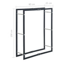 vidaXL fekete acél tűzifatároló 80 x 25 x 100 cm