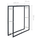 vidaXL fekete acél tűzifatároló 100 x 25 x 100 cm