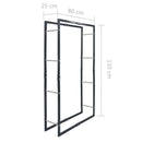 vidaXL fekete acél tűzifatároló 80 x 25 x 150 cm